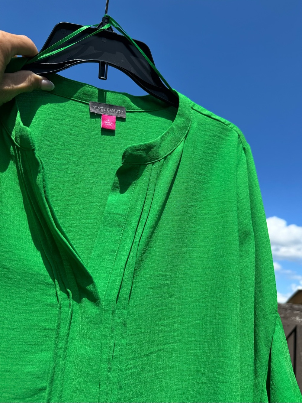 Vince Camuto Emerald Green Ruffle Sleeve Blouse - Picture 12 of 13